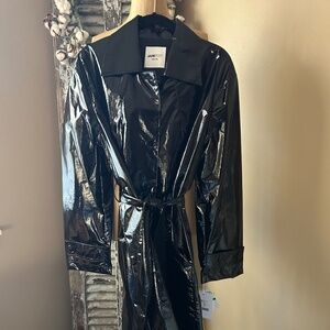 Jane Post Black Glossy Trench Coat